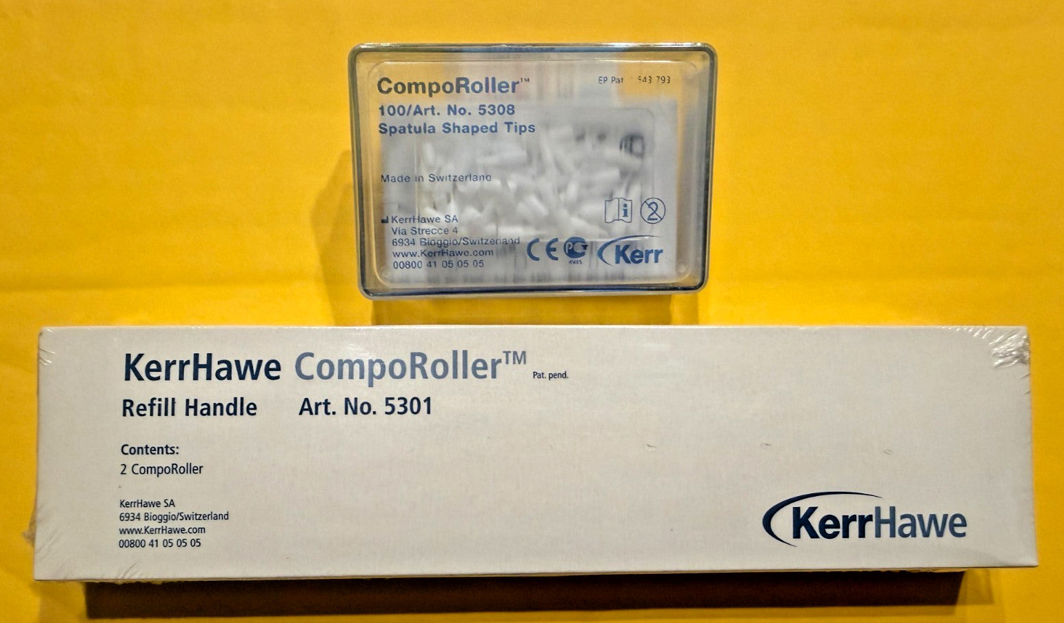 KERR CompoRoller 2 handle + 100 Spatula 5308 Tips. Swiss made