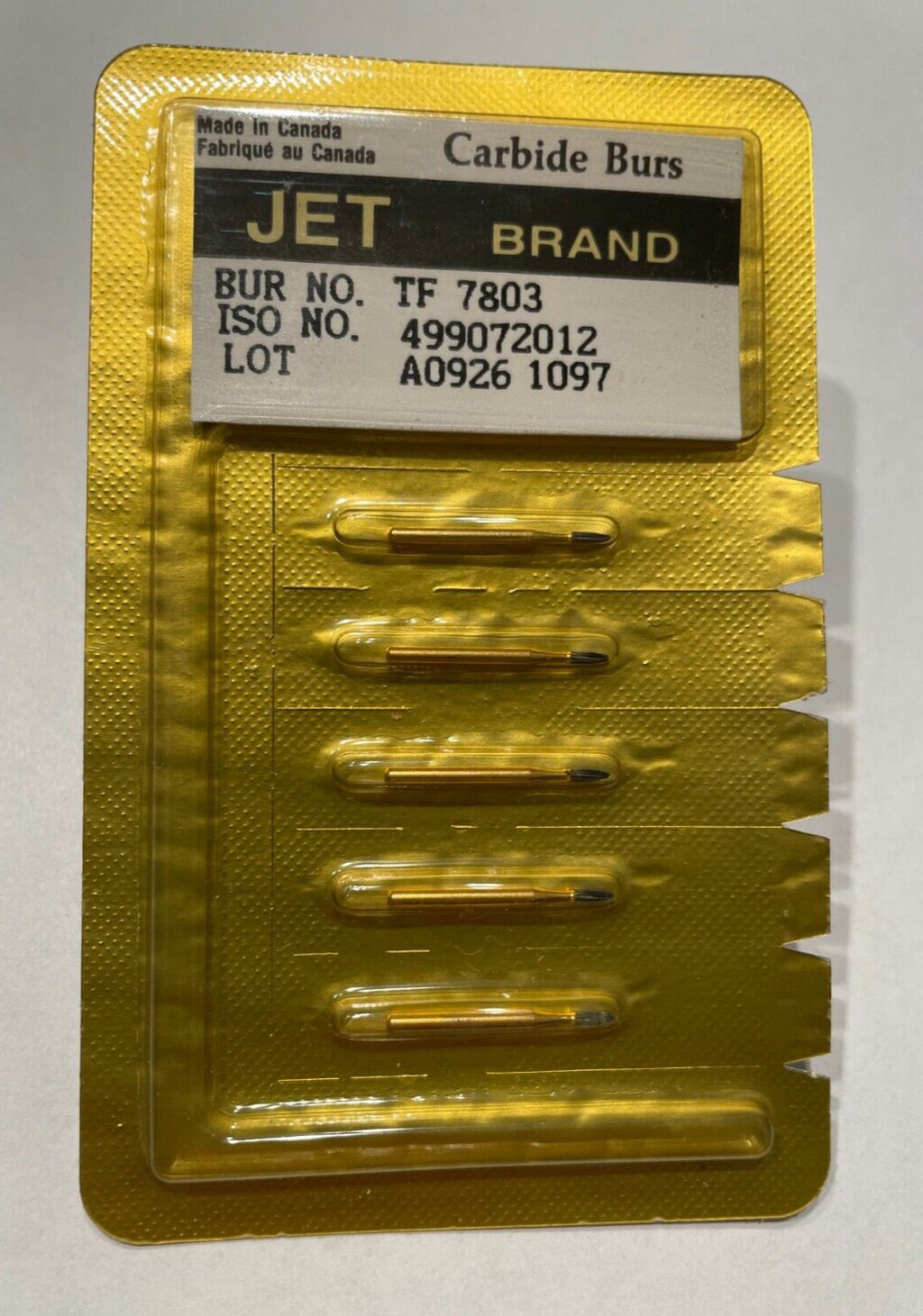 JET KERR TRIMMING & FINISH DENTAL CARBIDE BURS 12 BLADES TF 7803 BULLET