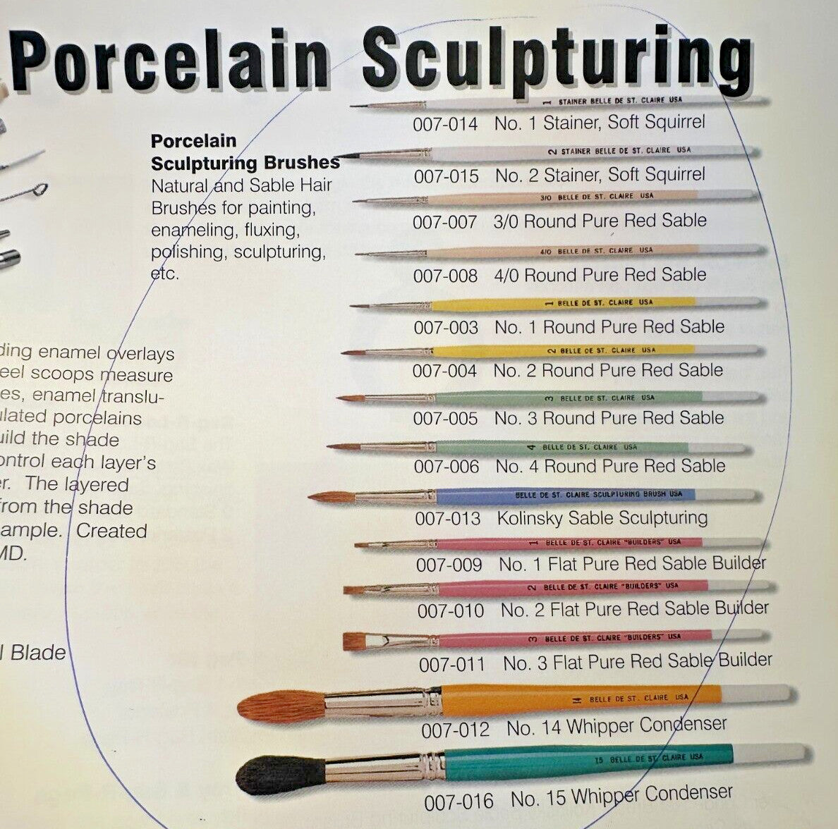 KERR Porcelain Brush Sculpturing Brush 14/set  Made in USA