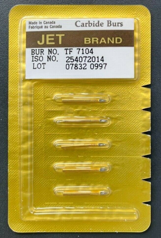 KERR JET TRIMMING & FINISH CARBIDE BURS 12 BLADES TF 7104 FLAME