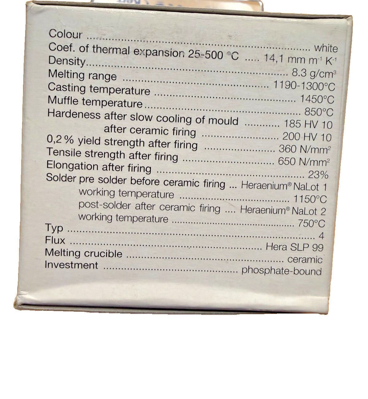 KULZER HERAENIUM  NA - for C&B Nickel Chrome alloy 1 Kg.  Germany