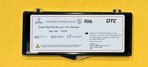 FDA Bright Series Mini  Roth brackets, 345 with hooks.    10 SETS