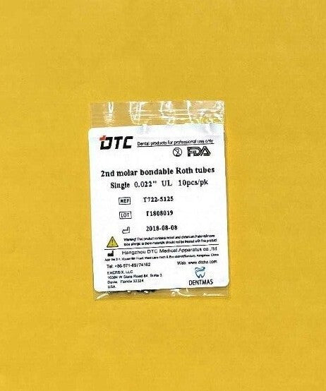 FDA  2nd molar non-convert. Roth bondable buccal tube  single  0.022"  100/PACK