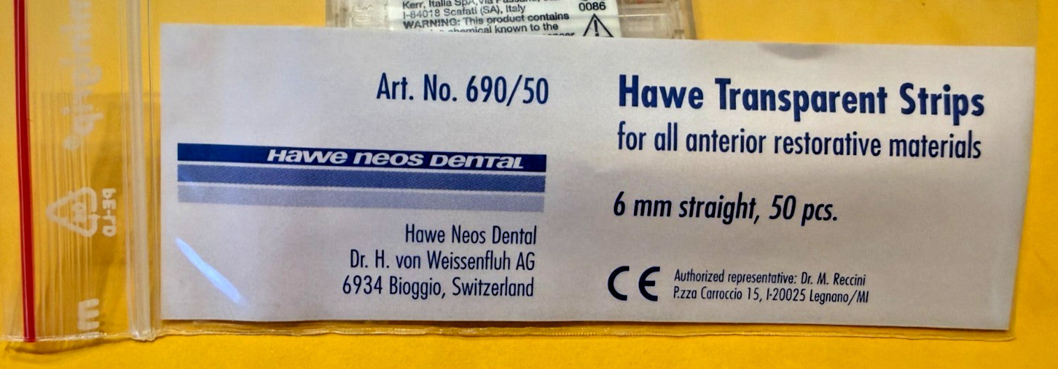 HAWE 100 transparent strips matrix 6 mm & 10 mm. a KERR Company. Swiss made