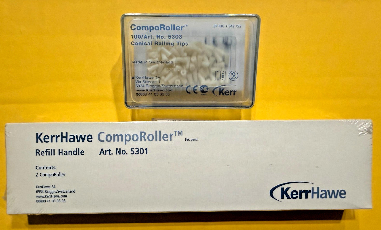 KERR CompoRoller 2 handle + 100 Conical  5303 Rolling Tips. Swiss made