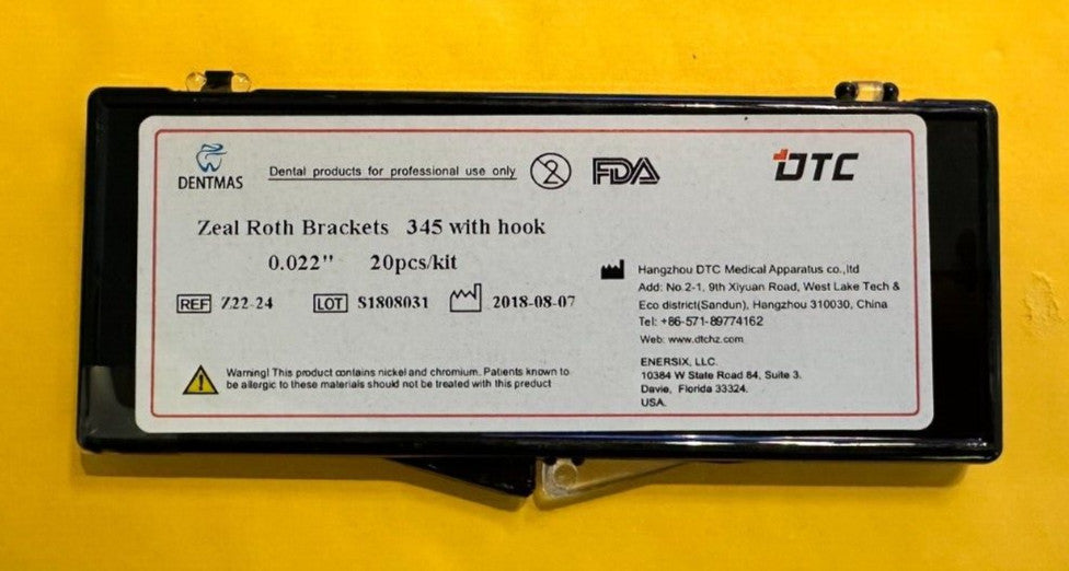 FDA   ZEAL SERIES Roth Dental brackets,  345 with hooks.  0.022"    10 SETS