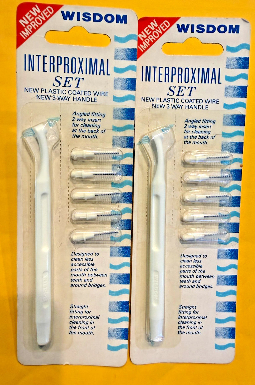2 x WISDOM INTERPROXIMAL SET  toothbrush  Made in England