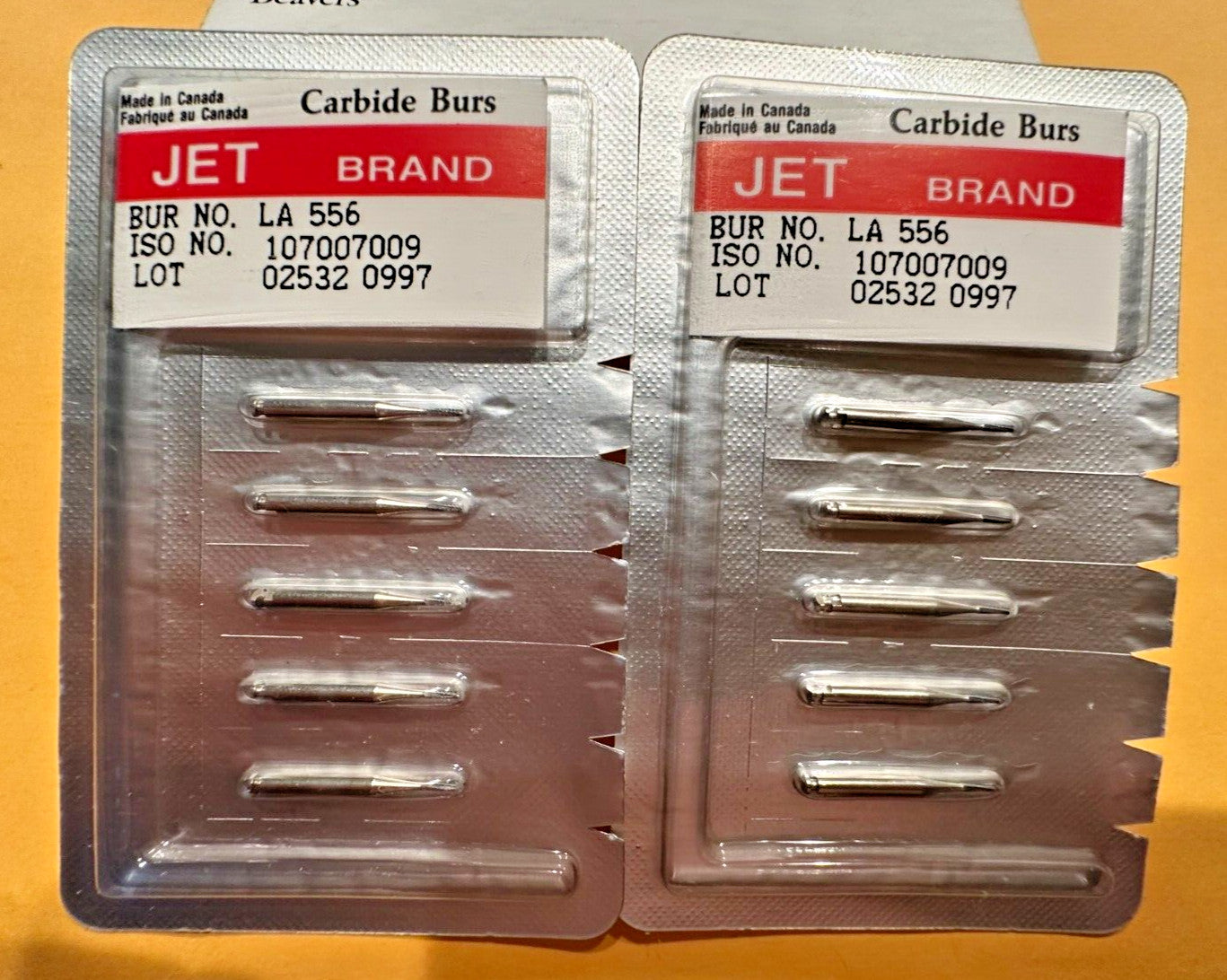 KERR JET Dental Carbide Bur RA 556 557 558 559 flat fissure crosscut Made Canada