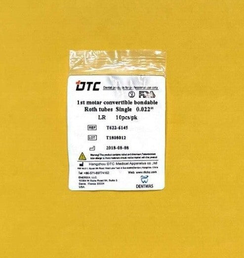 FDA  1st molar Roth convertible bondable buccal tube single.  0.022"  100/PACK