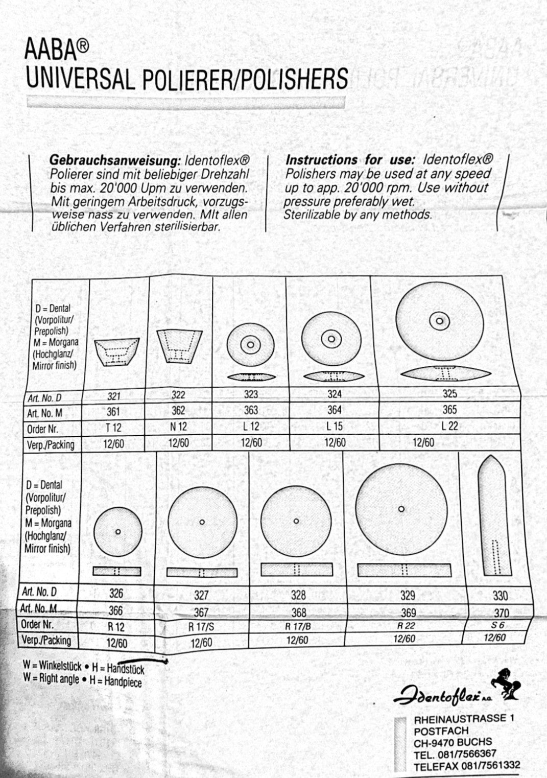 IDENTOFLEX UNIVERSAL MORGANA WHEEL PRE POLISHER 328/60 a KERR Company Swiss made