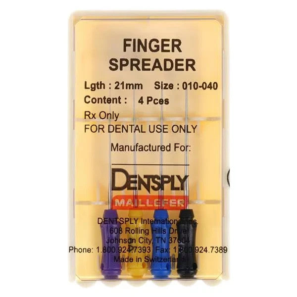 Obturation Finger Spreaders 10-40  25mm.  By Dentsply Maillefer  (4/Pack)