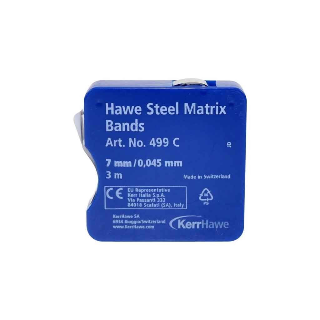 KERR HAWE 499  steel matrix band 0.045mm thickness, 3 meters. 5 & 6mm wide Swiss