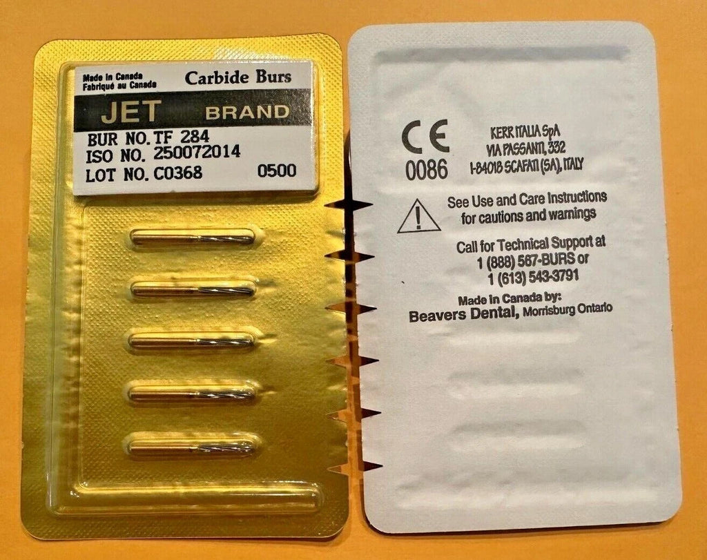JET KERR TRIMMING & FINISH DENTAL CARBIDE BURS 12 BLADES TF 284 FG 284