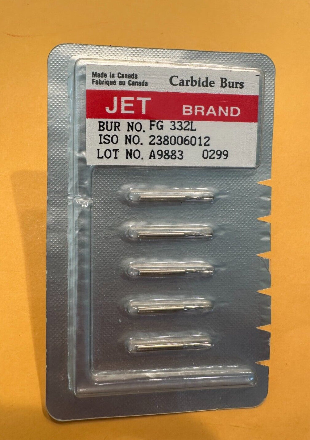 KERR Beavers Carbide Burs FG 332 FG 332L  Friction Grip Made Canada 5 pk