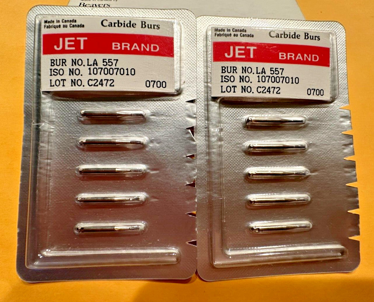 KERR JET Dental Carbide Bur RA 556 557 558 559 flat fissure crosscut Made Canada