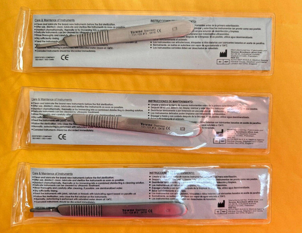 Surgical Scalpel Handle No 3 Dental Veterinary Medical Stainless Steel. 3/pack