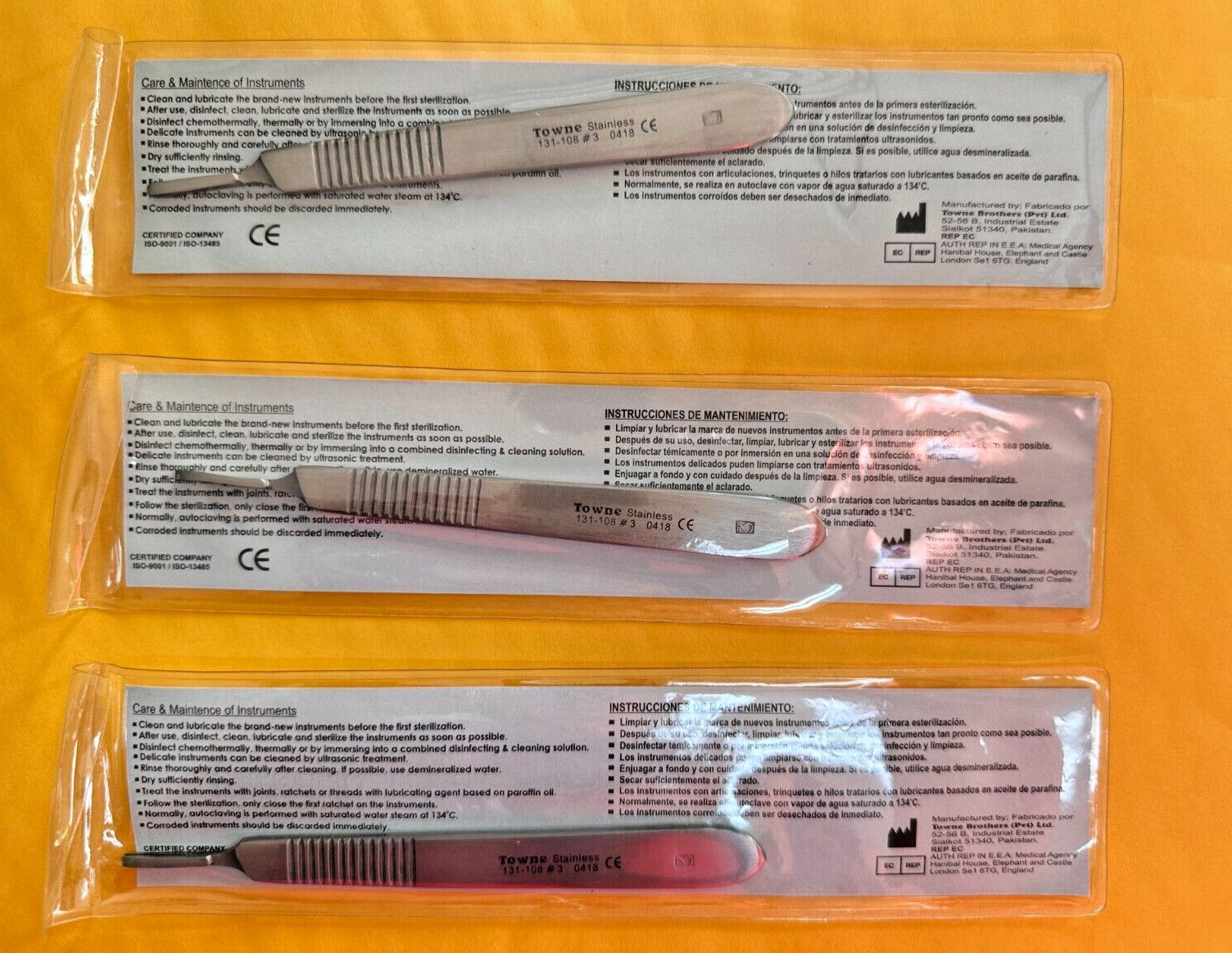 Surgical Scalpel Handle No 3 Dental Veterinary Medical Stainless Steel. 3/pack
