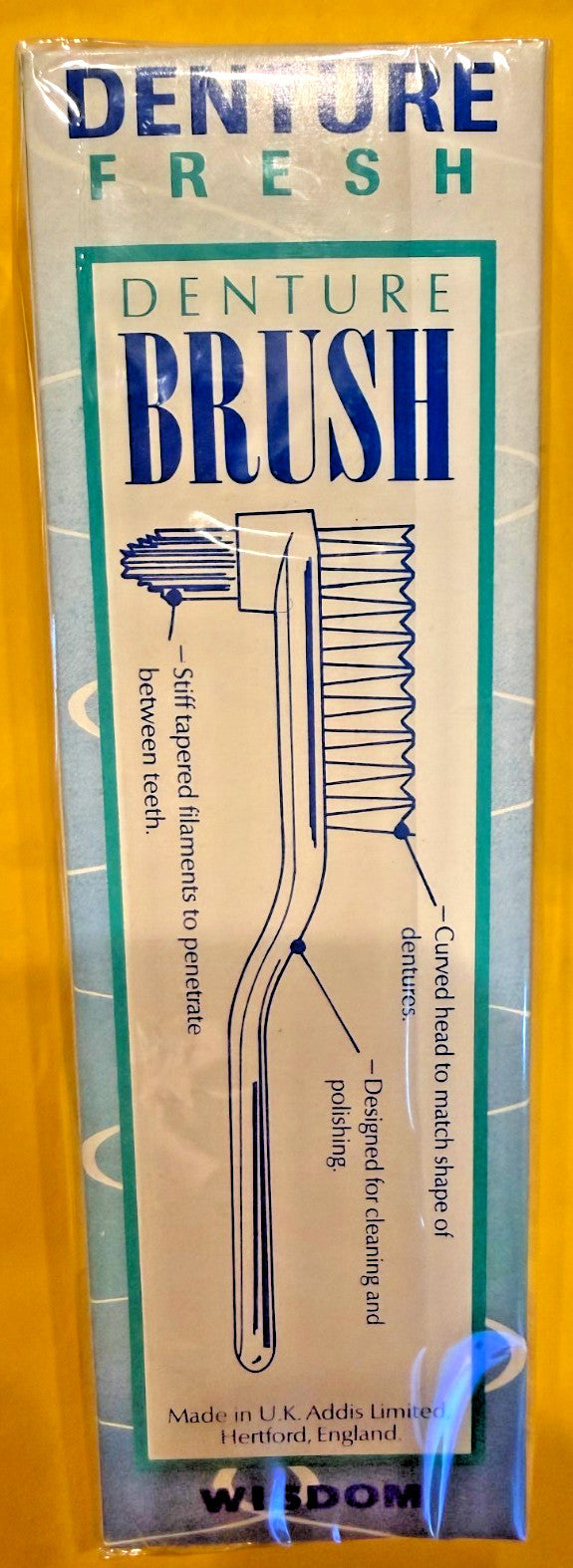 WISDOM DENTURE BUNDLE 3 TOOTHBRUSH + DENTURE BATH MADE IN ENGLAND