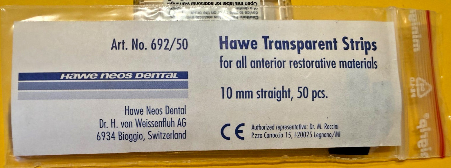 HAWE 100 transparent strips matrix 6 mm & 10 mm. a KERR Company. Swiss made