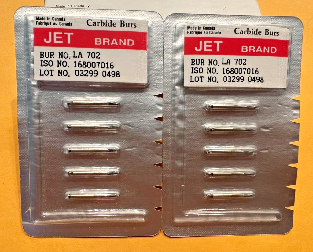 KERR JET Dental Carbide Bur RA 699 to 702 Taper Flat End Crosscut Made in Canada