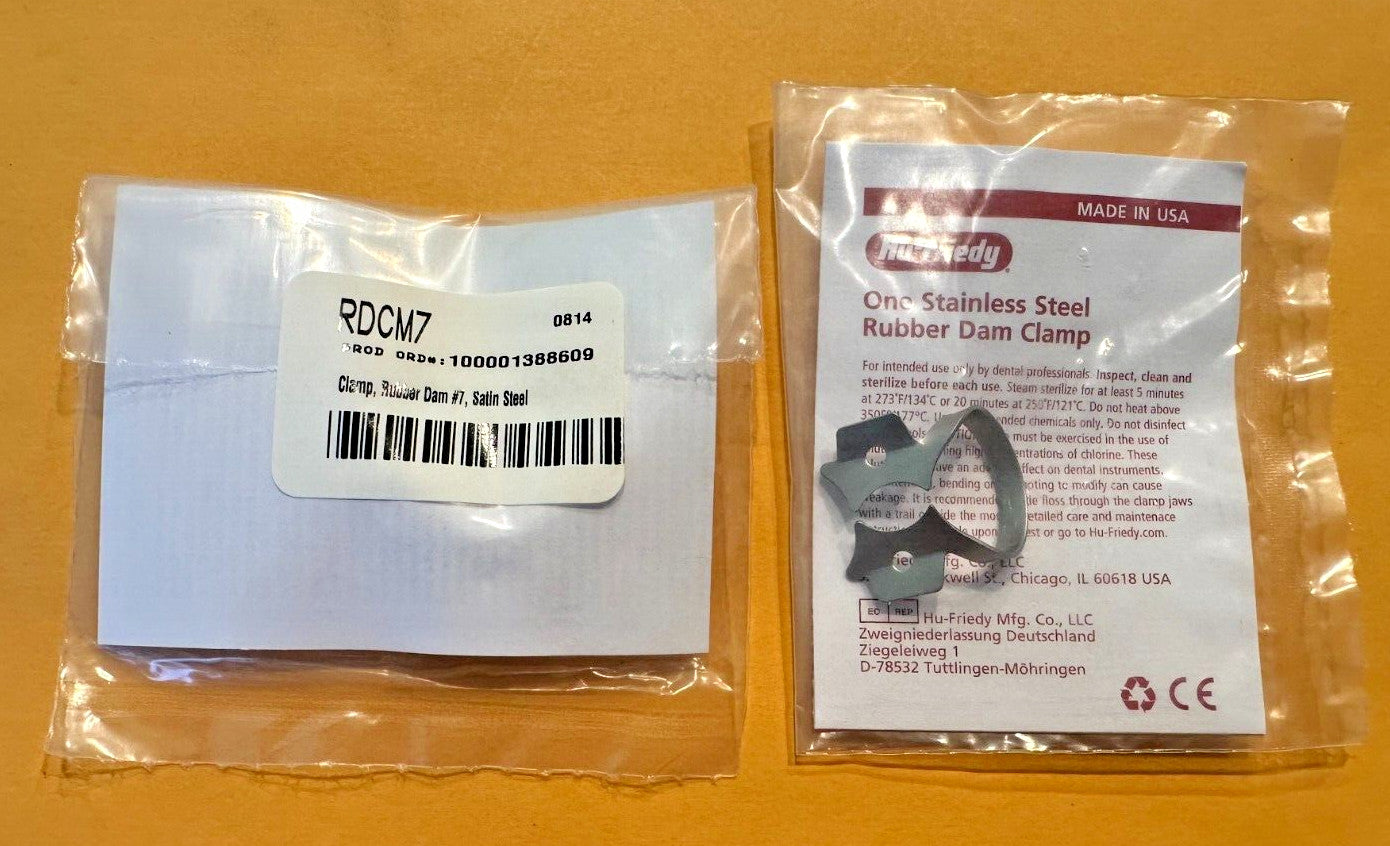 HU-FRIEDY Rubber Dam Dental Clamp Satin Steel Finish.  Different models