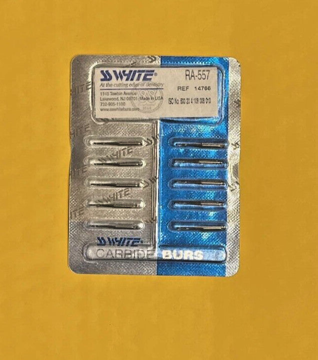 SS White Dental Carbide Burs   RA 1/2,  34,  557,  558,  1556,  1557.