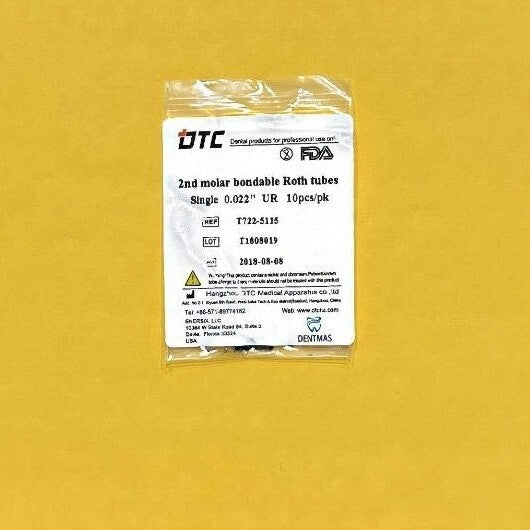 FDA  2nd molar non-convert. Roth bondable buccal tube  single  0.022"  100/PACK