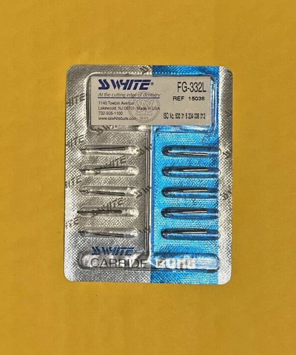 SS WHITE Dental Carbide Burs FG 332, FG 332L Pear