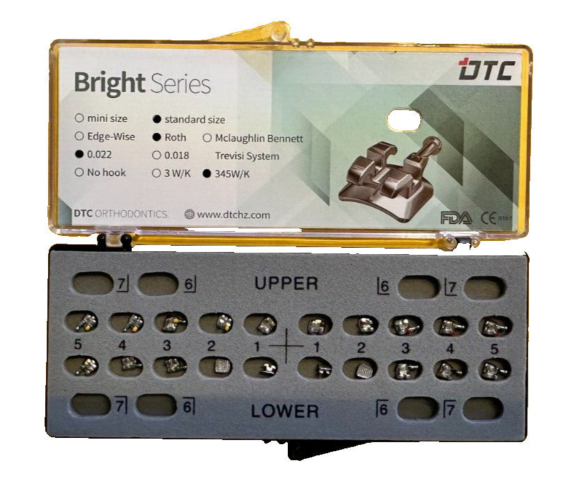 FDA  Bright series Standard  Roth brackets, 345 with hooks.  0.022"    10 SETS