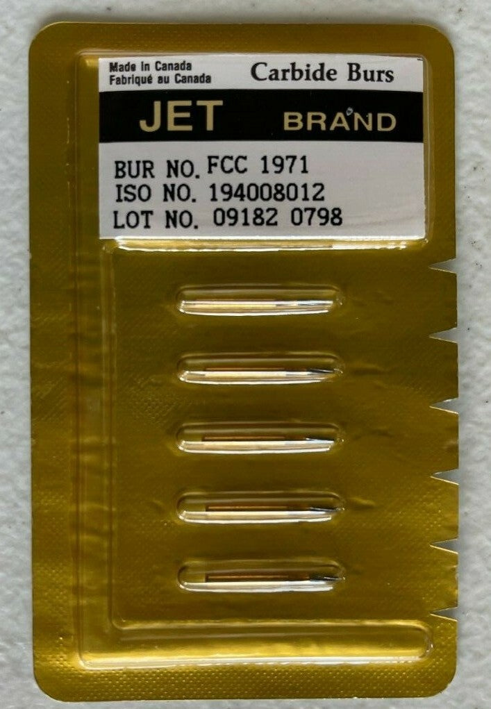 JET KERR CARBIDE BURS FG 1971 METAL CUTTER FINE CROSS CUT.  5/Pk.