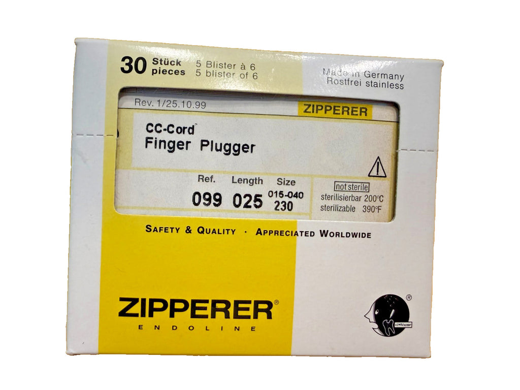30 ENDO FINGER PLUGGER VDW ZIPPERER 5 x 6 box. A Dentsply Company. Germany