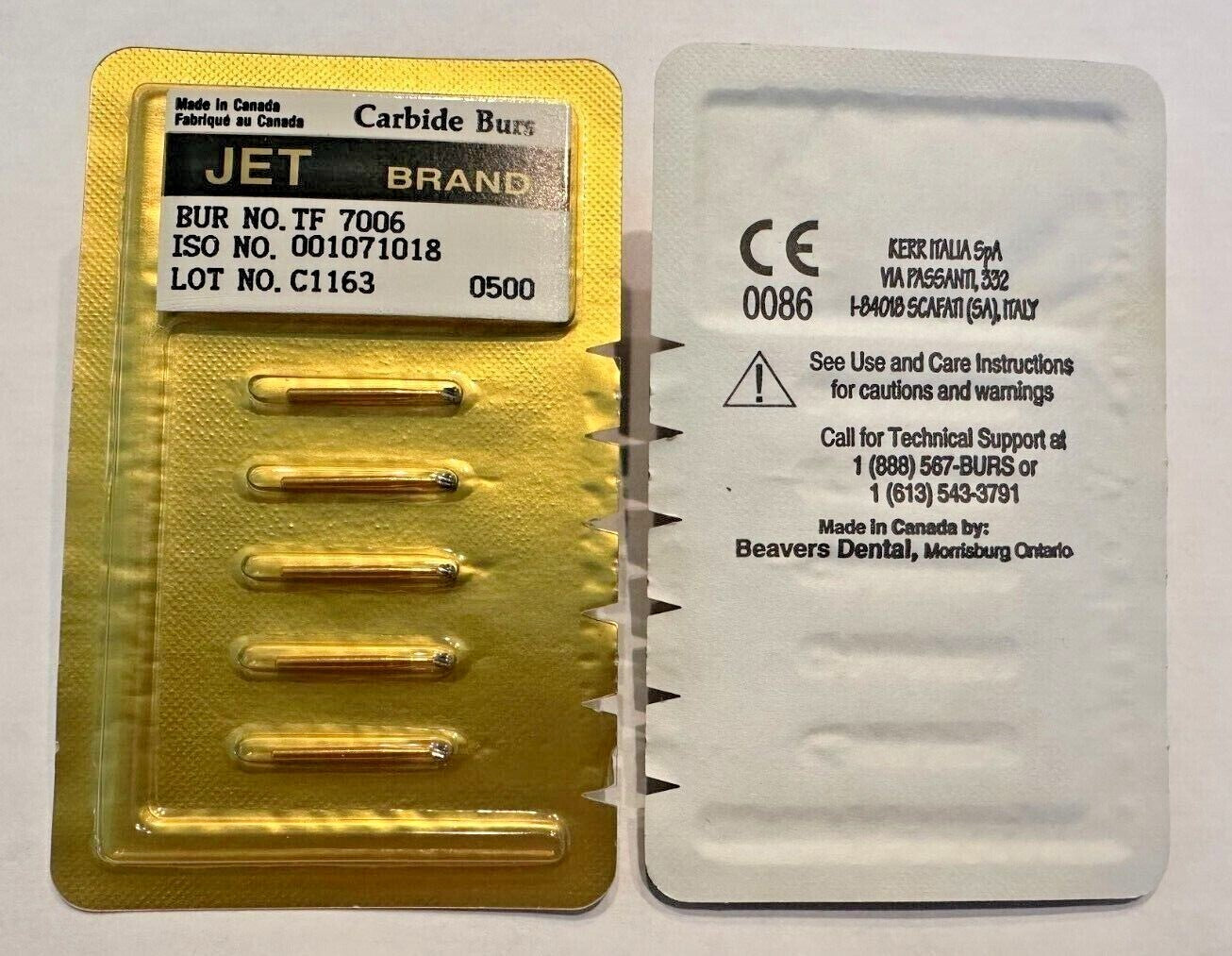 KERR JET TRIMMING & FINISH CARBIDE BURS 12 BLADES TF 7006 ROUND