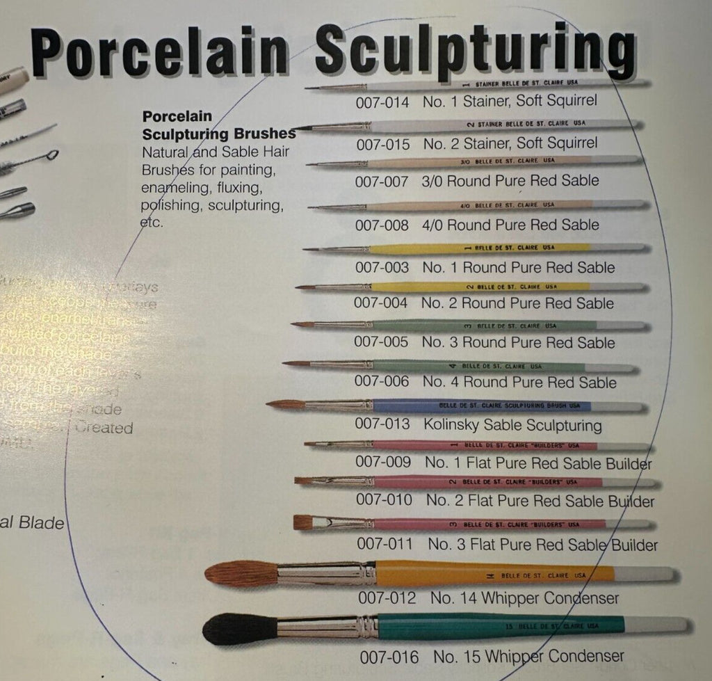 KERR Porcelain Brush Sculpturing Brush 14/set  Made in USA