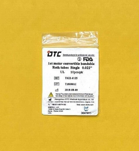 FDA  1st molar Roth convertible bondable buccal tube single.  0.022"  100/PACK