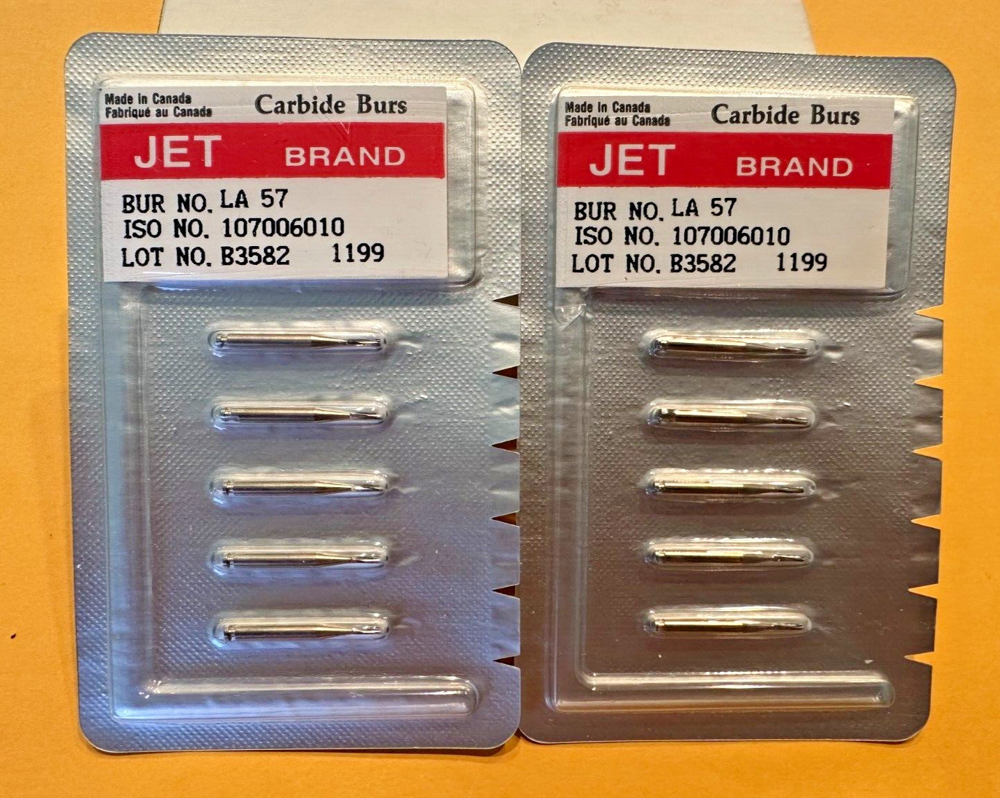 KERR JET Dental Carbide Bur RA 56 57 58 straight fissure plain. Made in Canada
