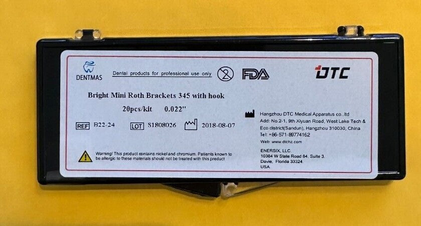 FDA Bright Series Mini  Roth brackets, 345 with hooks.    10 SETS