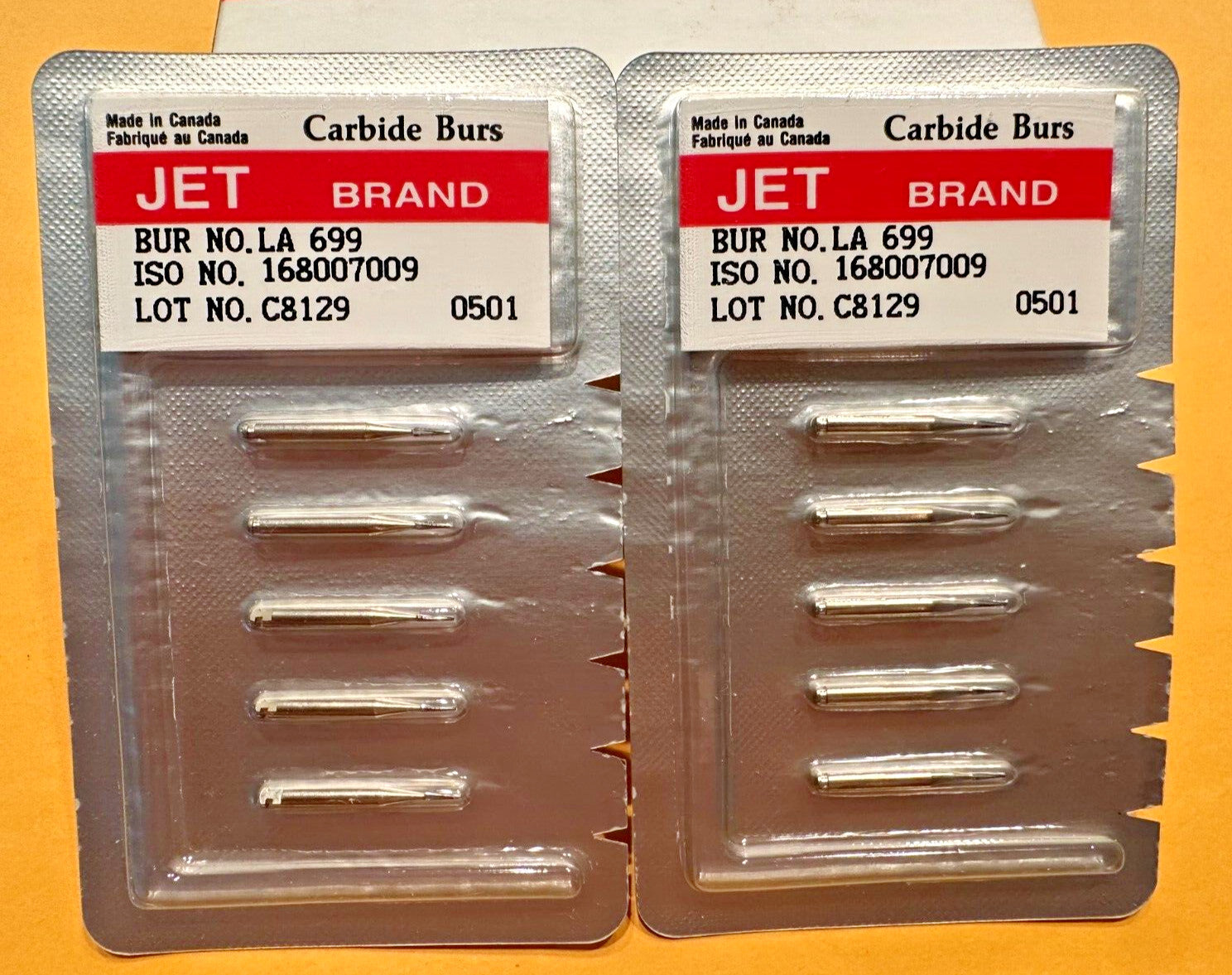 KERR JET Dental Carbide Bur RA 699 to 702 Taper Flat End Crosscut Made in Canada