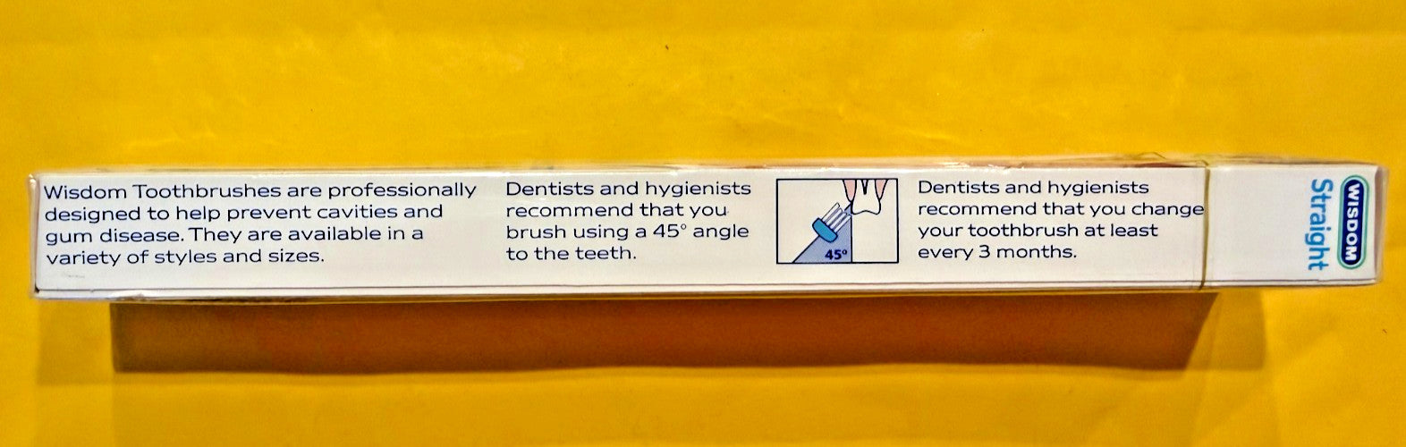 12 x WISDOM Toothbrush STRAIGHT ADULT SMALL  Pack of 12 units. UK made