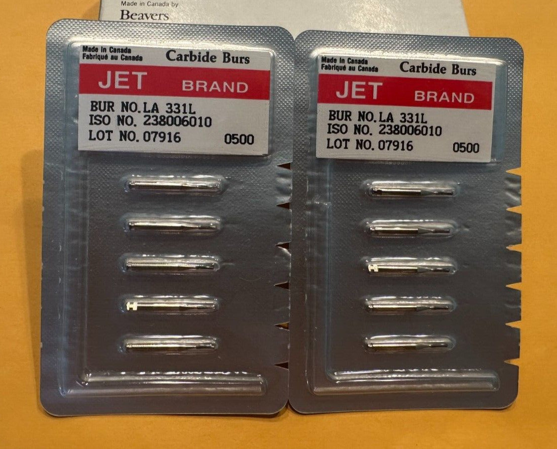 KERR JET Dental Carbide Burs RA 331 331L Pear.  Made in Canada