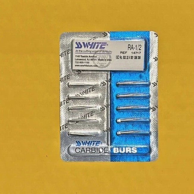 SS White Dental Carbide Burs   RA 1/2,  34,  557,  558,  1556,  1557.
