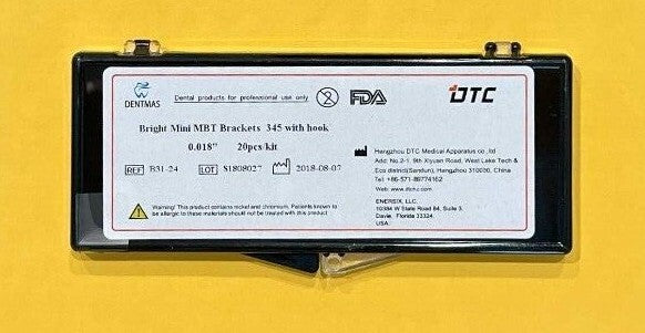 FDA  Bright series Mini  MBT dental brackets, 345 with hooks.  10 SETS