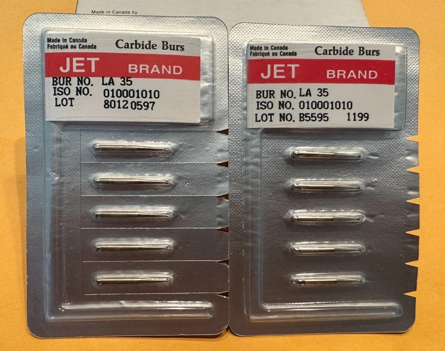 KERR JET Carbide Dental Bur RA 33 1/2 to 39 Inverted Cone MADE IN CANADA