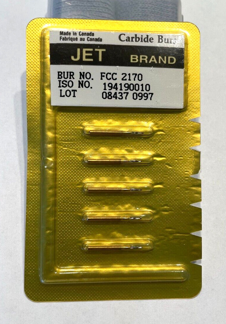 JET KERR CARBIDE BURS FG 2170 METAL CUTTER DOME END TAPER. PACK OF 5 UNITS.