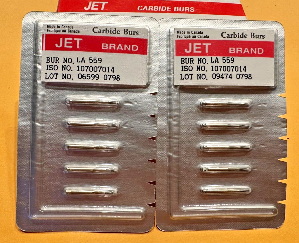 KERR JET Dental Carbide Bur RA 556 557 558 559 flat fissure crosscut Made Canada