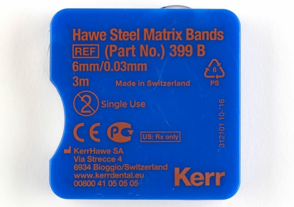KERR HAWE  399 steel matrix band 0.03 mm thickness, 3 meters.  6mm wide Swiss