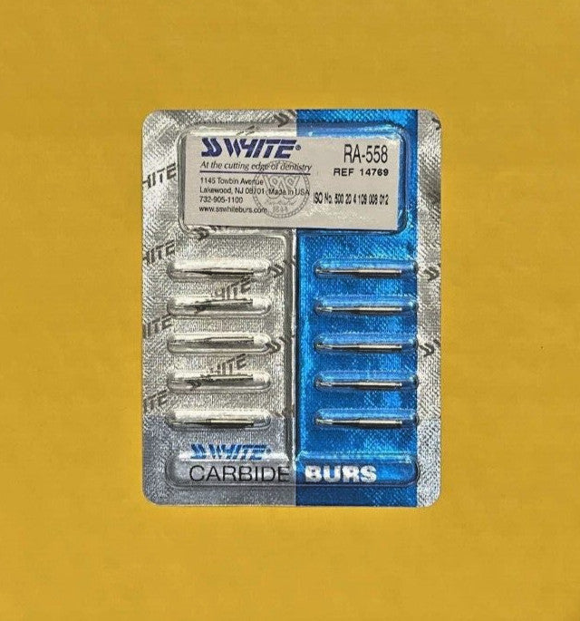 SS White Dental Carbide Burs   RA 1/2,  34,  557,  558,  1556,  1557.