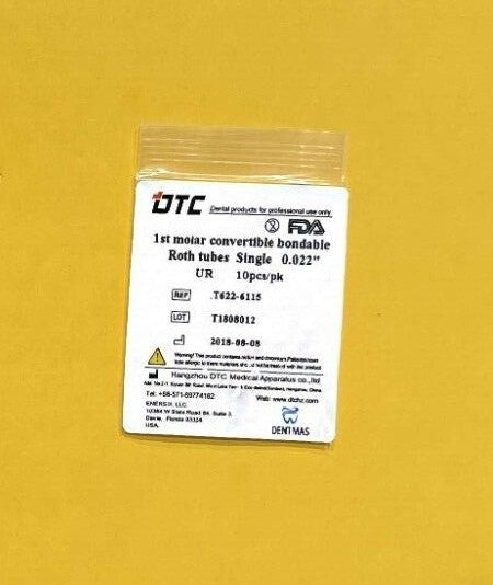 FDA  1st molar Roth convertible bondable buccal tube single.  0.022"  100/PACK
