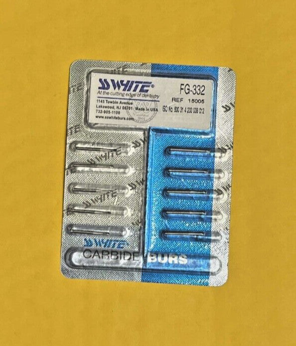 SS WHITE Dental Carbide Burs FG 332, FG 332L Pear