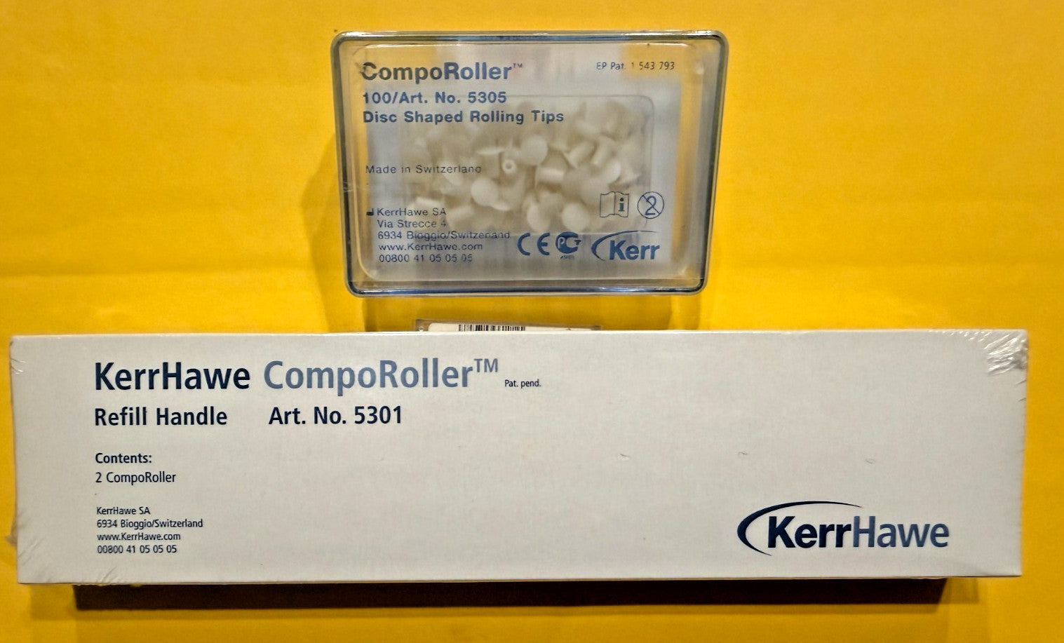 KERR CompoRoller 2 handle + 100 Disc Shaped  5305 Rolling Tips. Swiss made