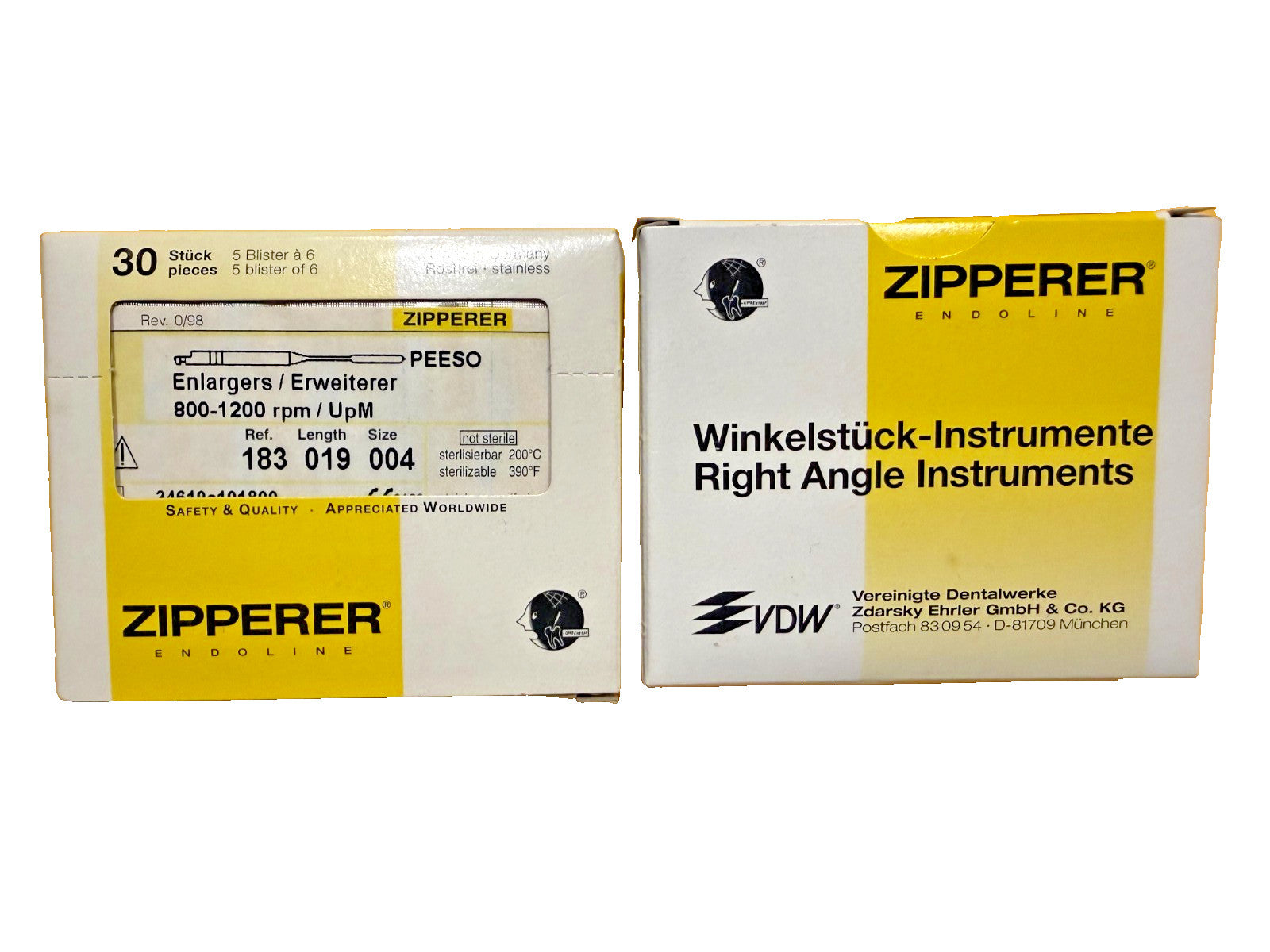VDW Glidden PEESO Endo Rotary Drills size 4  (5 x 6 pk) 30 units Germany